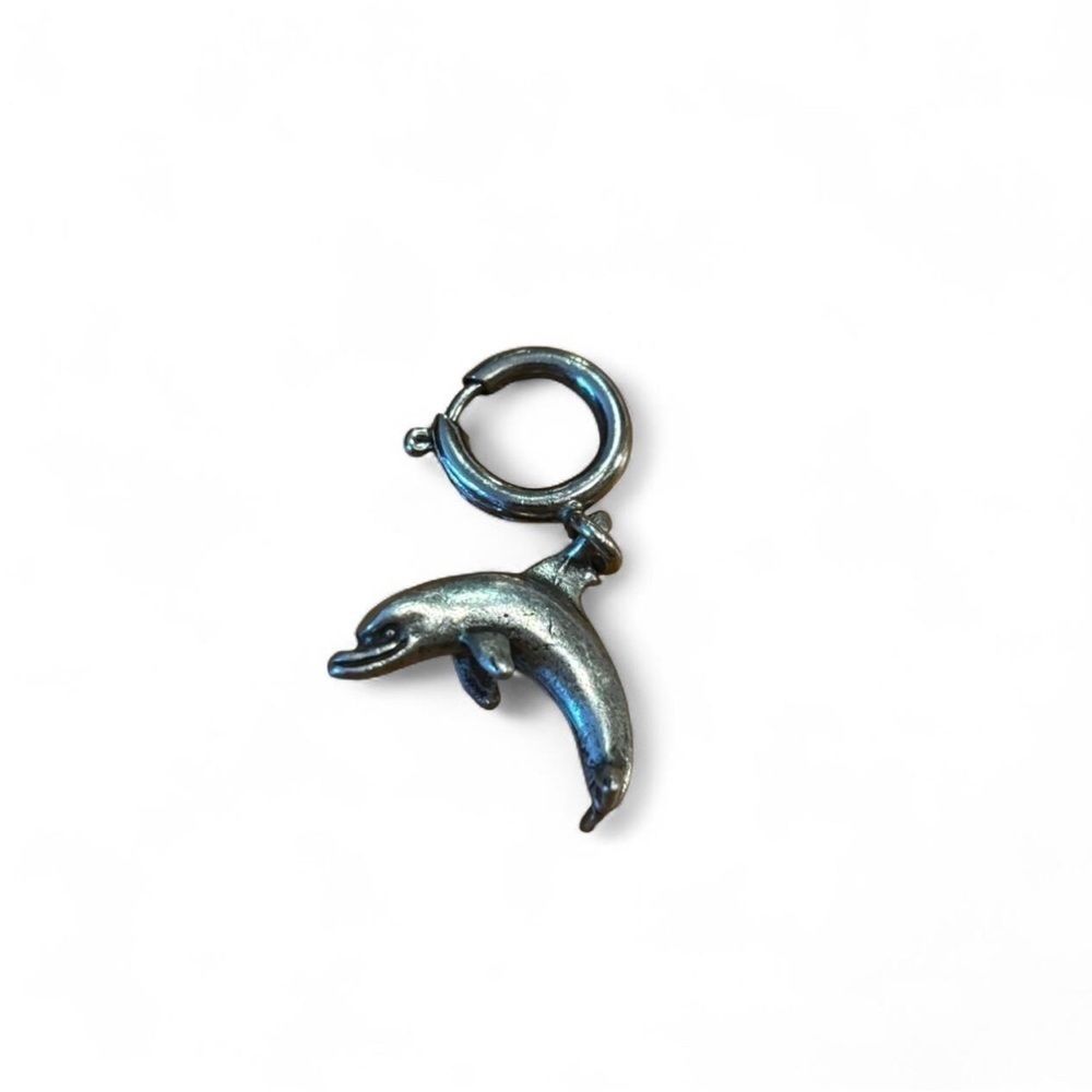 VTG Dolphin Charm Pendant Jewelry Jumping Ocean Marine Animal Unmarked - Picture 2 of 3